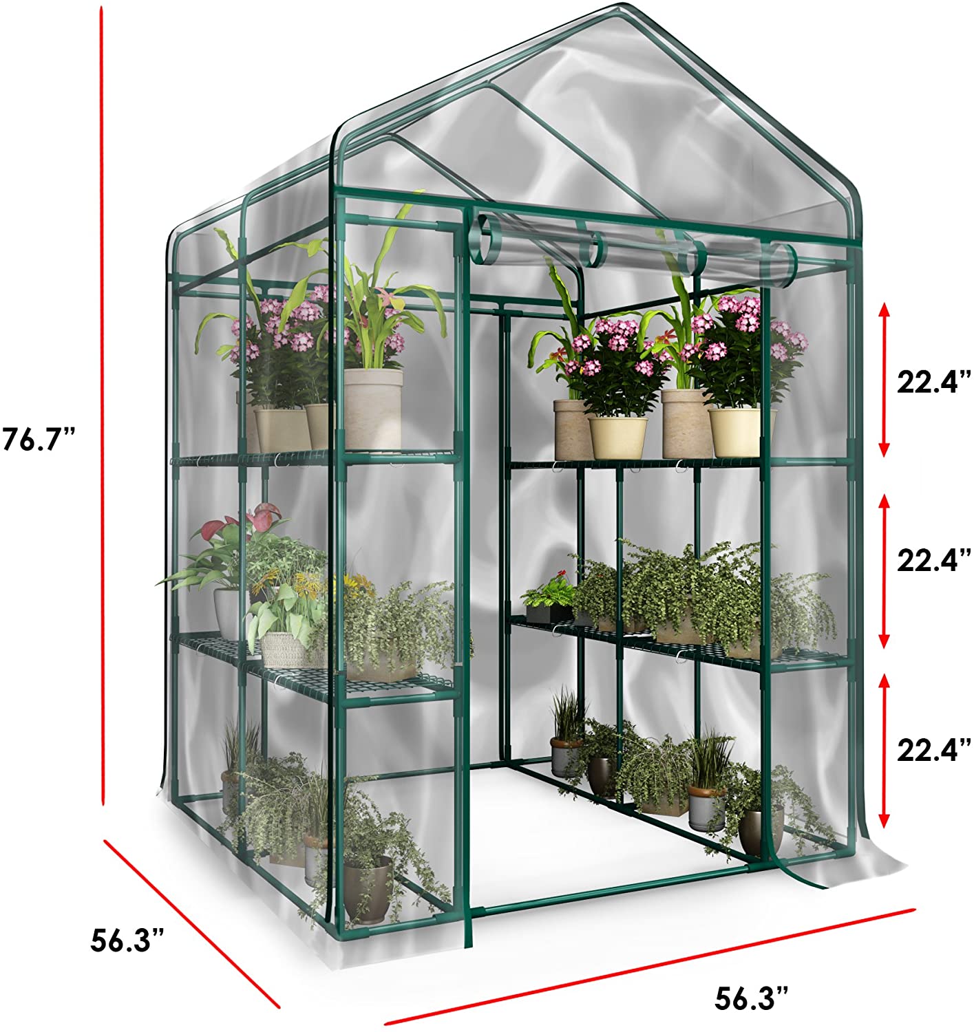 Home-Complete HC-4202 Walk-In Greenhouse- Indoor Outdoor with 8 Sturdy Shelves-Grow Plants, Seedlings, Herbs, or Flowers In Any Season-Gardening Rack - image 2 of 8