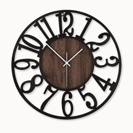 Mee 2 ou 24 Inch Round Wall Clock for Living Room Decor Battery Operated,Silent Non‑Ticking,Rustic