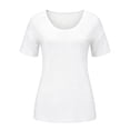 thumbnail image 4 of Swanpen Women's V Neck T Shirts Summer Short Sleeve Spring Going Out Tops Casual Loose Fit Basic Tees Beach Clothes, 4 of 5