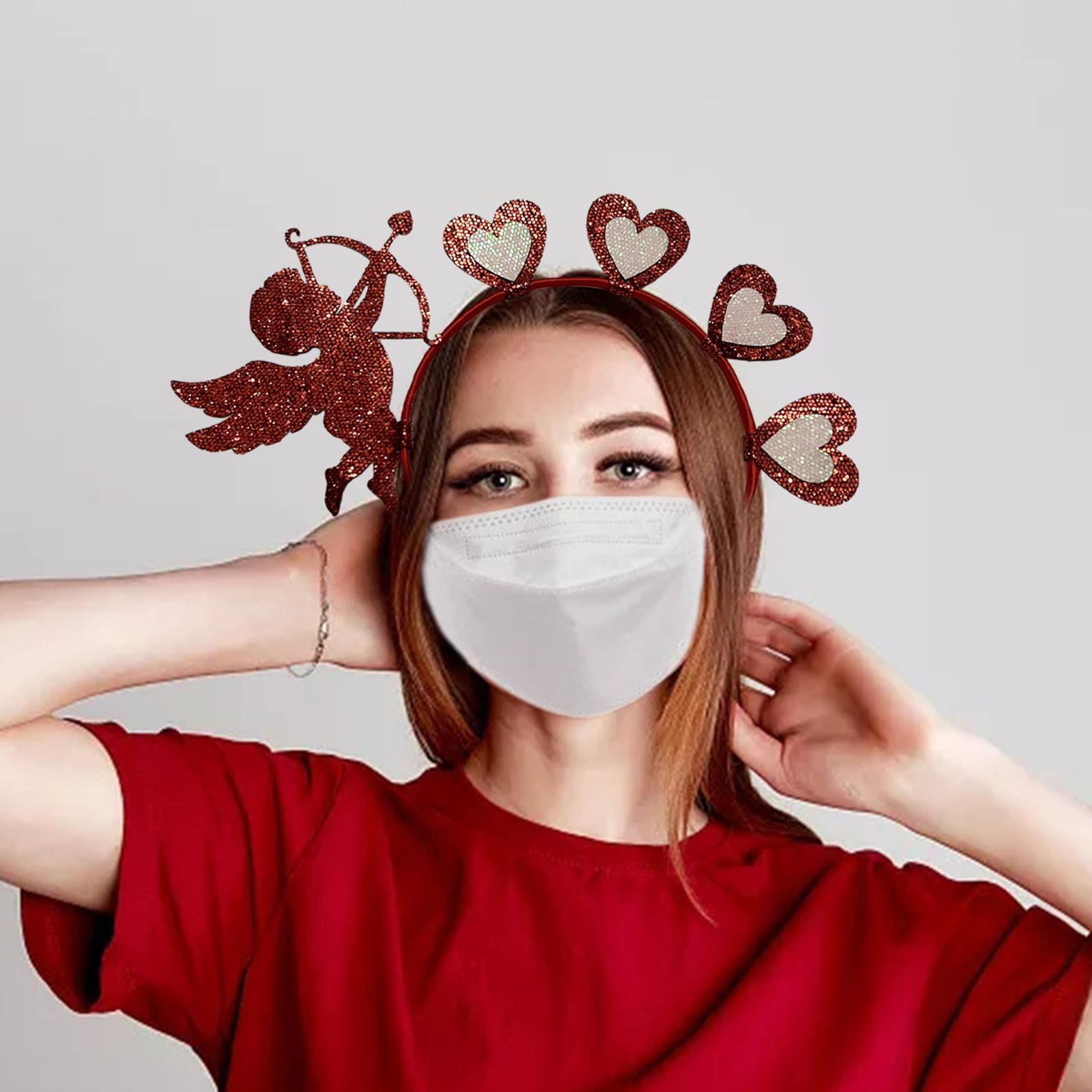 Lurrose 2 Diademas De Corazón Para El Día De San Valentín Con Purpurina Roja Con Diseño De Corazón De Cupido, Lentejuelas Para Bodas, Fiestas, Diademas Para El Cabello Para San Valentín