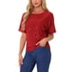thumbnail image 4 of Camiseta de lentejuelas INSPIRE CHIC para mujer, blusa brillante de manga dolman oversize, XL roja, 4 of 6