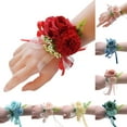 thumbnail image 5 of Farfi Wrist Flower Non-Fading Multi-color Decorate Elegant Bride Groom Fake Wrist Corsage for Party (White), 5 of 13