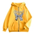 thumbnail image 4 of DHFJKG Womens Casual Zip Up Hoodies Oversized Fashion Butterfly Printed Comfort Long Sleeve Sweatshirts Women Trendy Graphic Sweatshirt, 4 of 4