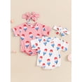 thumbnail image 4 of Aojekbee Baby Girls Independence Day Romper Short Sleeve O Neck Popsicle Print Romper with Headband, 4 of 10
