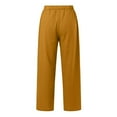 thumbnail image 4 of nochalofo Orange Dress Pants Women, Womens Daily Elastic Waist Pockets Straight Solid Color Casual Pants Loose Long Trousers, 4 of 5