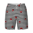 thumbnail image 4 of Lsque Mens Swim Trunks Ladybugs on Black and White Striped Pattern - Bathing Suit Compression Liner - Beach Swim Shorts Swimwear - (S-3XL) - Stretch Quick Dry -Medium, 4 of 9