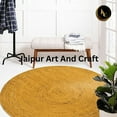 thumbnail image 4 of Jaipur Art And Craft Rustic Vintage Yellow Hand Braided Modern Reversible Round Jute Area Rug (3x3 Sq Ft), 4 of 6