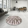 thumbnail image 3 of Ahgly Company Indoor Round Abstract Mauve Taupe Purple Abstract Area Rugs, 3' Round, 3 of 6