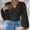 Black, variant on Womens Long Sleeve Tops Comfy Lounge Waistband Puff Sleeve v Neck Preppy Blouses Solid Color Ruched Sexy Tee Shirts Green XL
