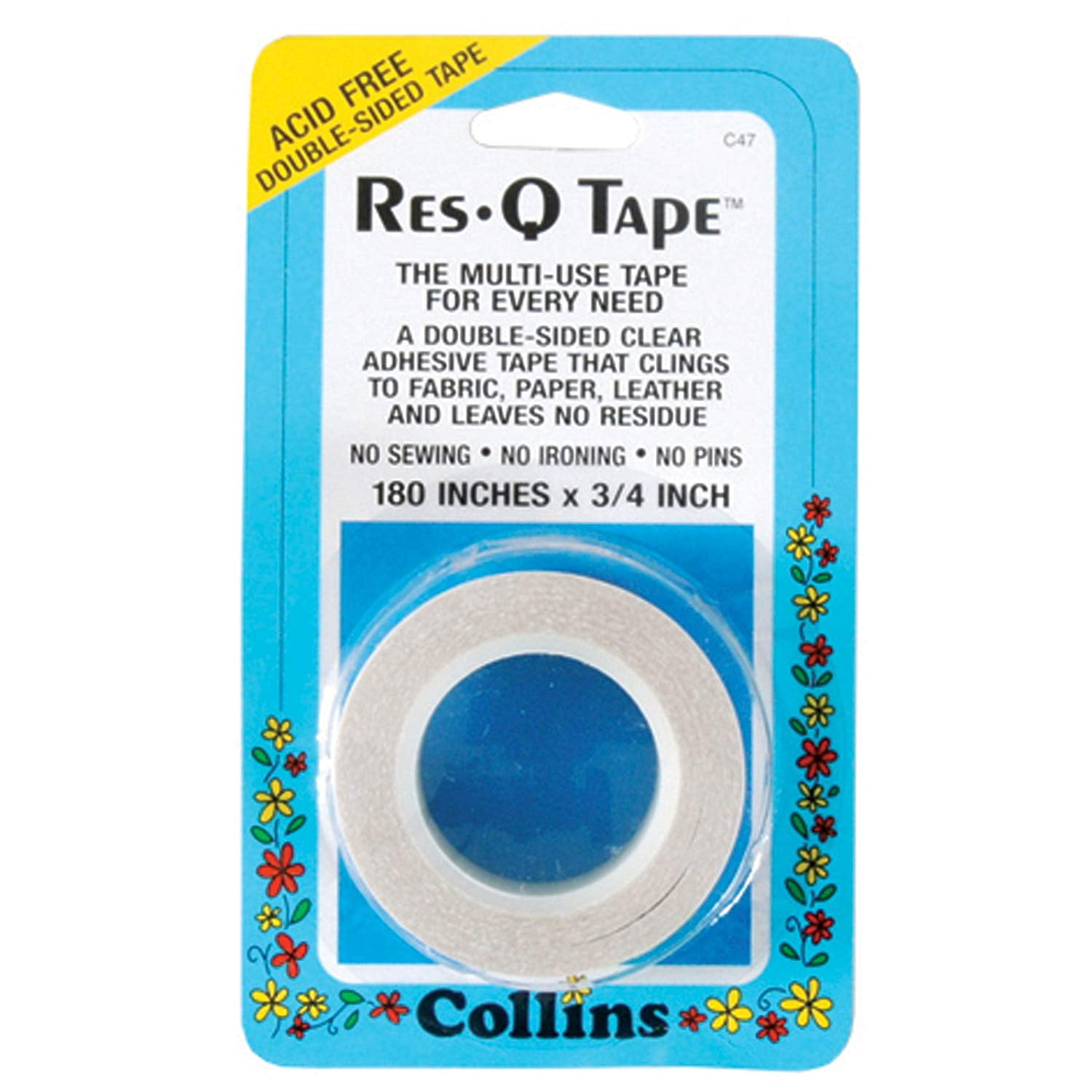 Dritz Resq Tape 0.75 X 5 Yards, A doublesided clear adhesive tape