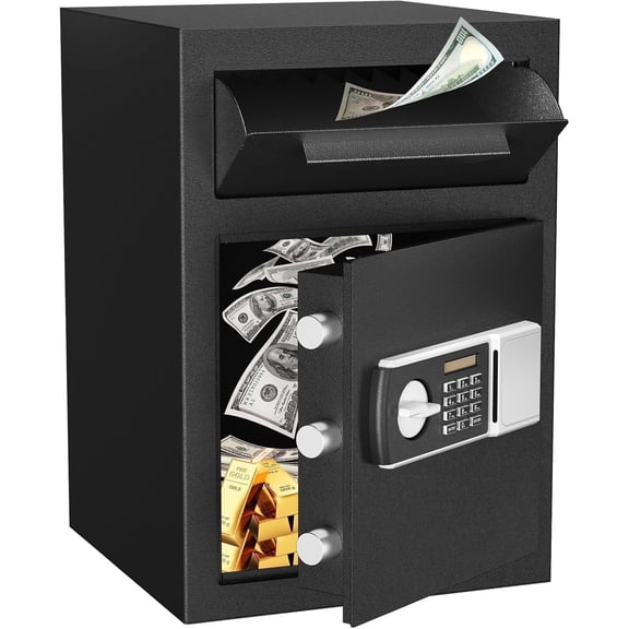 Omethey Safe, Mini Safe, 0.23 Cubic Feet Safe Box with Electronic Keypad- 9.1"W x 6.7"D x 6.7"H, Small Hidden Safe for Cash, Firearms & Jewelry, Great for Hotels, Cabinets & Home Use, 2 Keys