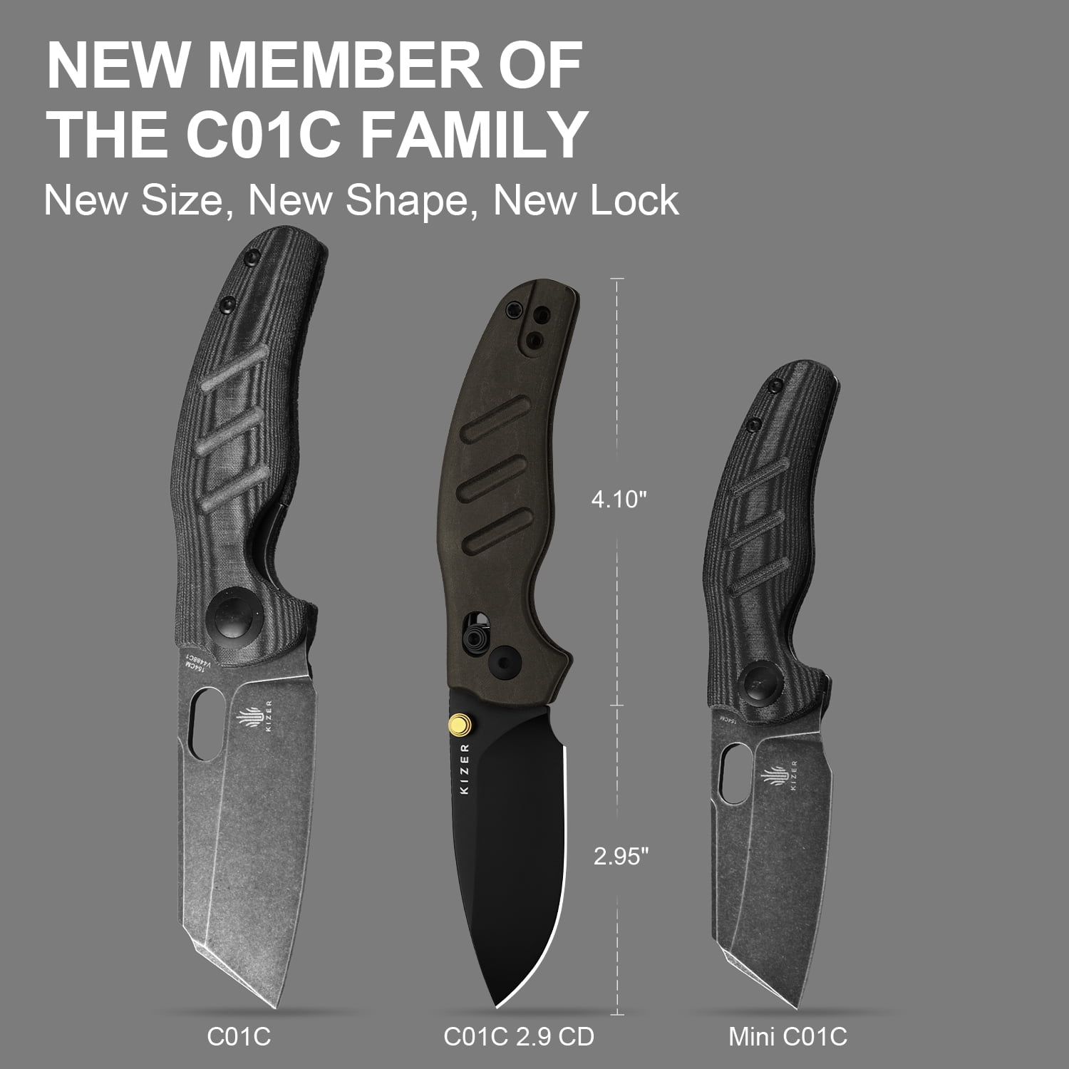 Kizer C01C 2.9 CD EDC Folding Pocket Knife 2.95'' Nitro-V Blade Richlite Handle