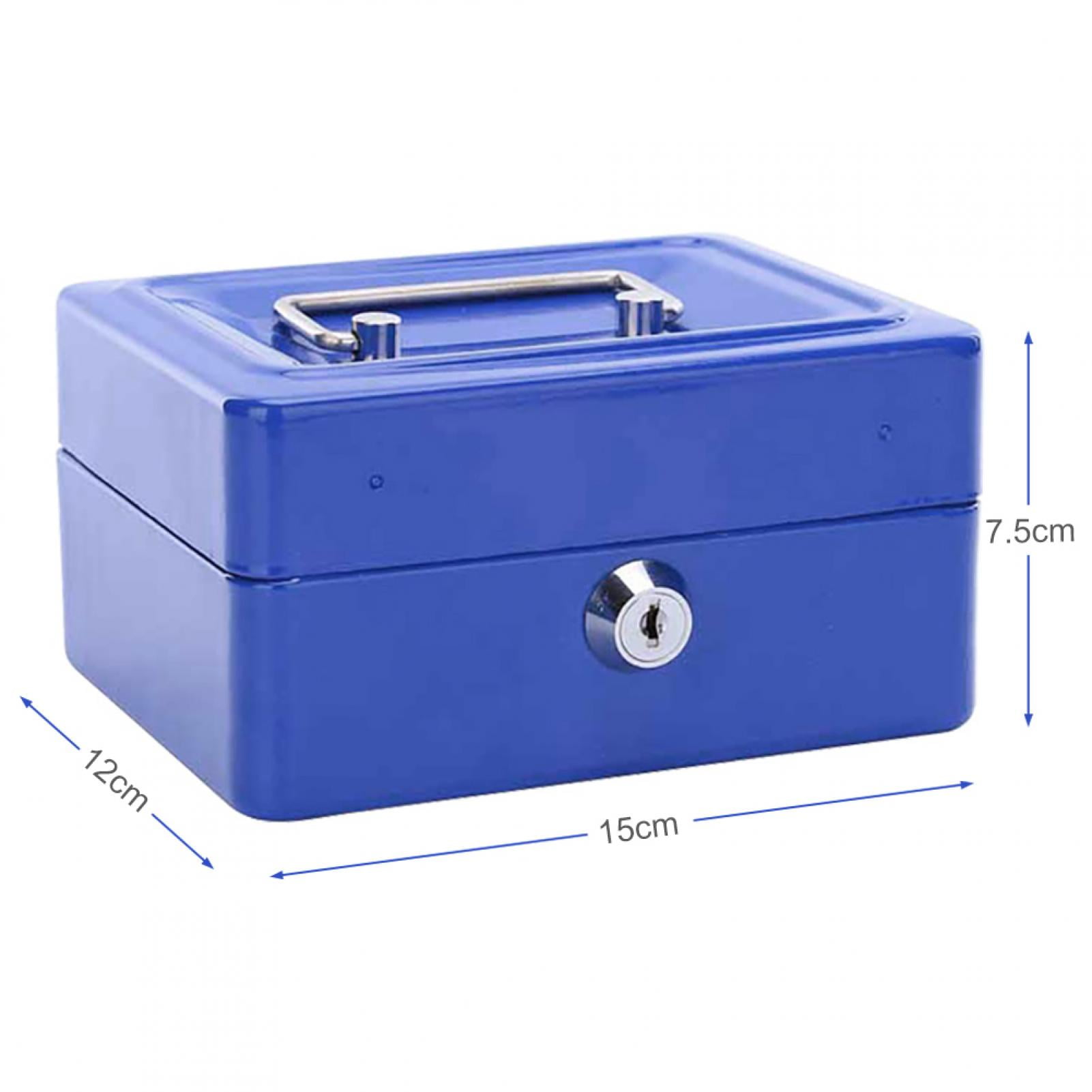 Doact 15cm Steel Small Jewelry Cash Money Box Security Lock Type Lockable Safe Boxes