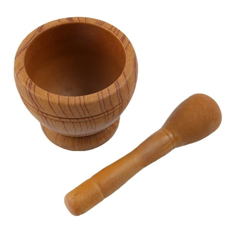 

Tinksky PP Plastic Kitchen Household Garlic Pugging Pot Pedestal Bowl Mortar and Pestle Set(Wood Line Packaged with Box)