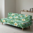 thumbnail image 2 of Jiueut Tropical Plumeria Palm Leaf Pattern Armless Futon Sofa Covers, Soft Couch Cover Non Slip Sofa Chair Covers with Elastic Edges for Fabric and Leather Chairs, 2 of 7