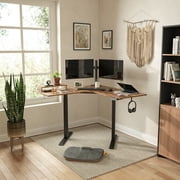 FEZIBO Dual Motor L-Shaped Electric Standing Desk, Height Adjustable Desk, Home Office L Shape Stand Up Desk with Splice Board, Rustic Brown Finish, 48