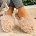 thumbnail image 5 of Fnooota Womens Slide Slippers, Non Slip Comfort Open Toe Indoor Fuzzy Slippers Bedroom Shoes Khaki Size 6.5-7, 5 of 6