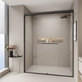 thumbnail image 2 of PAPROOS 50-60” W x 72” H Semi-Frameless Double Sliding Shower Door, Bypass Bathtub Shower, 1/4” (6mm) ANSI Tempered Glass with Anti-Leak Seal, Tub Shower Doors for Walk-in Shower, Matte Black Finish, 2 of 11