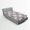 thumbnail image 2 of Ambesonne Lily Pattern Fitted Sheet, Neutral Flowers Print, Twin XL Size, Pastel Pink Pale Grey, 2 of 5