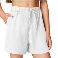 thumbnail image 2 of Delliss Girl's Summer Solid Color Linen Casual Shorts with Pocket Classic Fit Drawstring Elastic Waist Shorts, 2 of 6