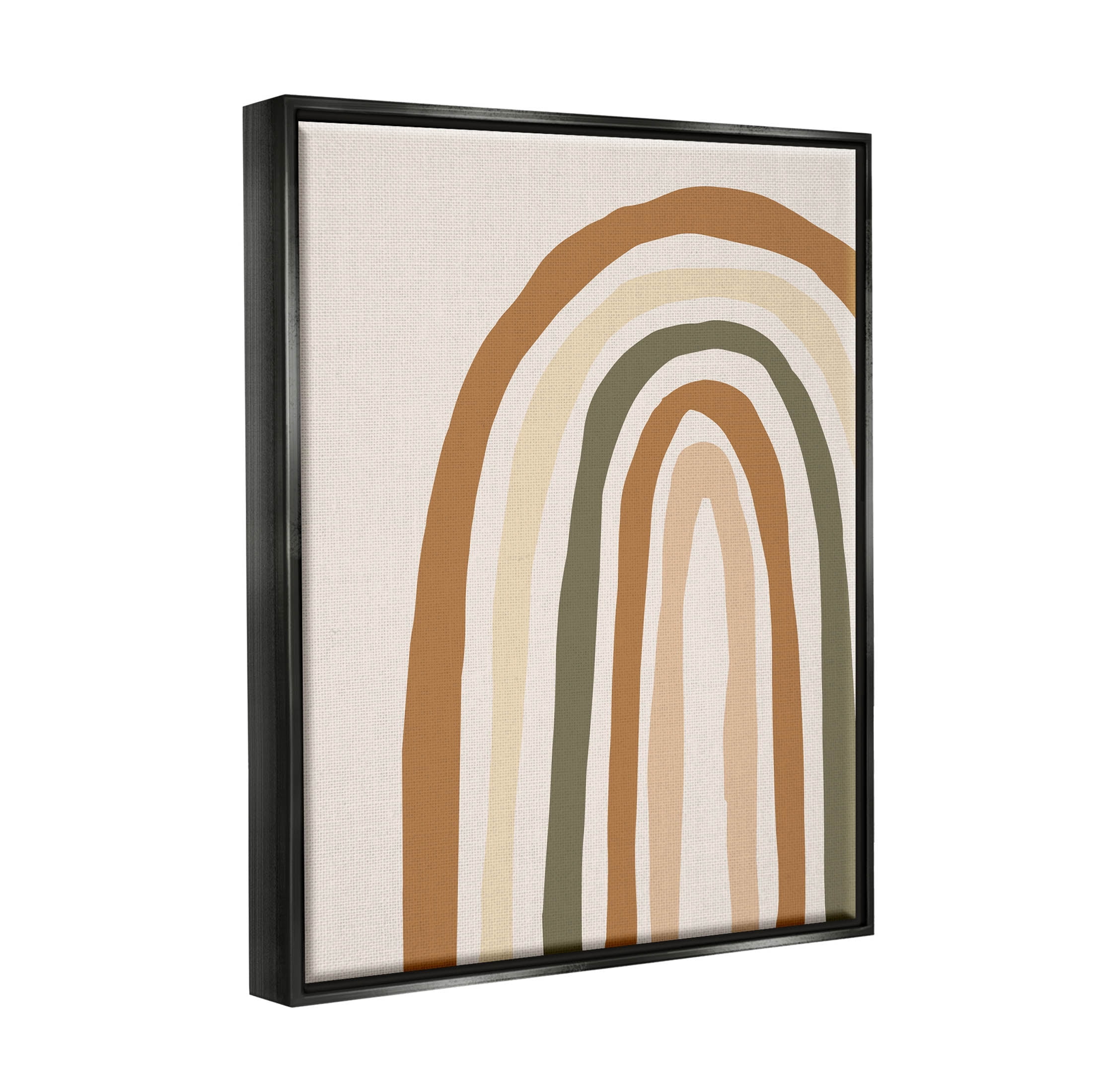 Stupell Industries Neutral Tones Rainbow Graphic Art Jet Black Floating Framed Canvas Print Wall Art, Design by Elizabeth Medley