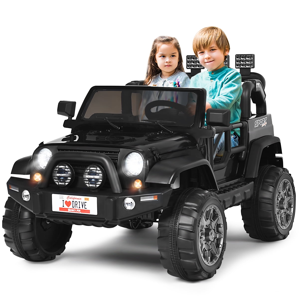 Topbuy Black 12 V Jeep Truck Powered Ride-On with Remote Control