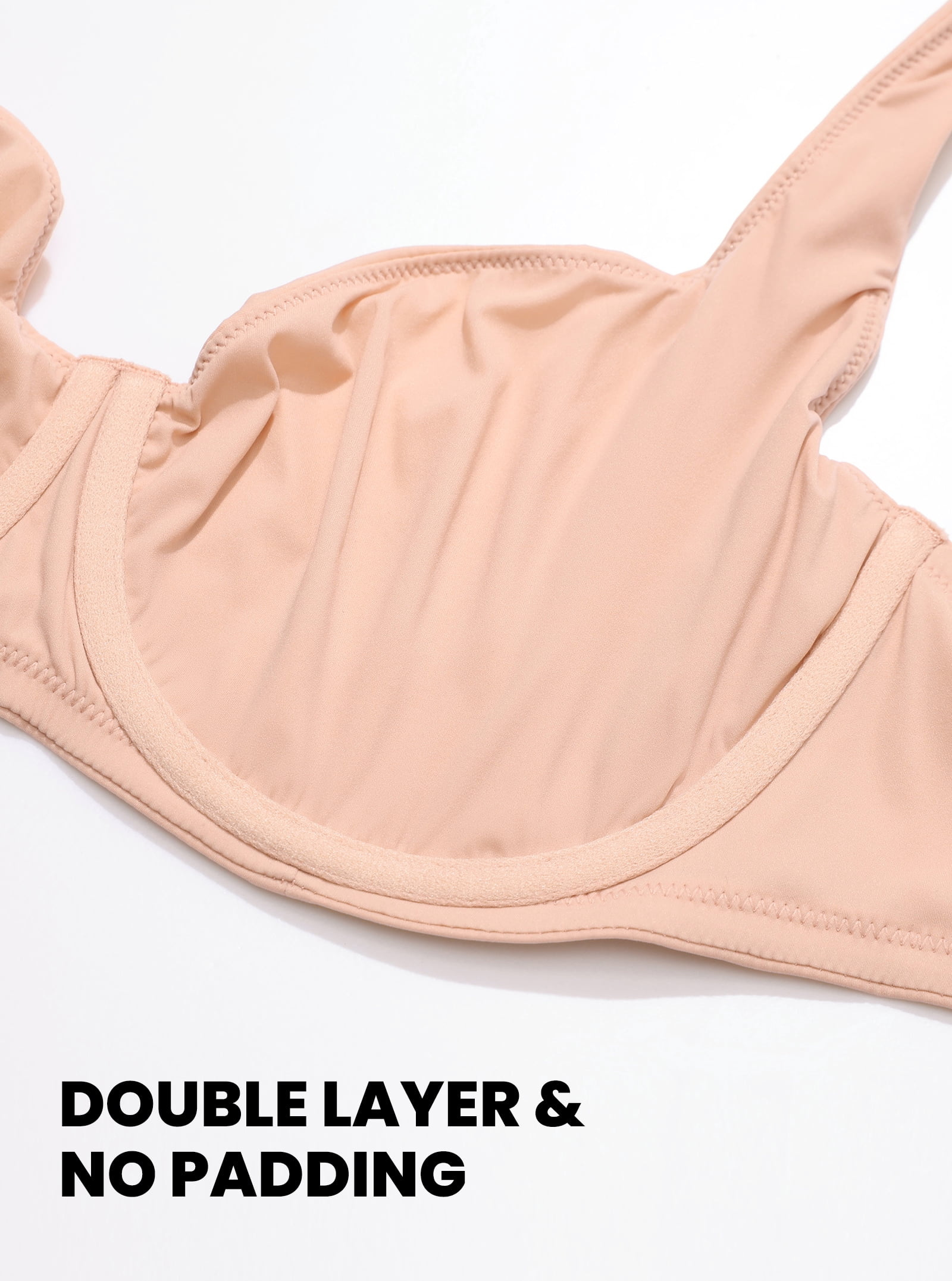 Women's Unlined Balconette Bra Underwire Supportive Plus Size Bras