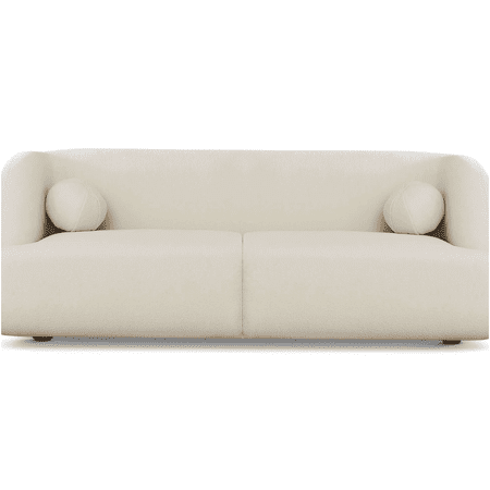 JERFIT French Boucle Sofa 3 Seater for Living Room, Mid-Century Modern Tufted Couch with Wood Legs, Plush Comfort Cream White Fabric