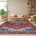 thumbnail image 4 of SAFAVIEH Tucson Medici Traditional Machine Washable Area Rug, 4' x 4' Square, Red/Blue, 4 of 14