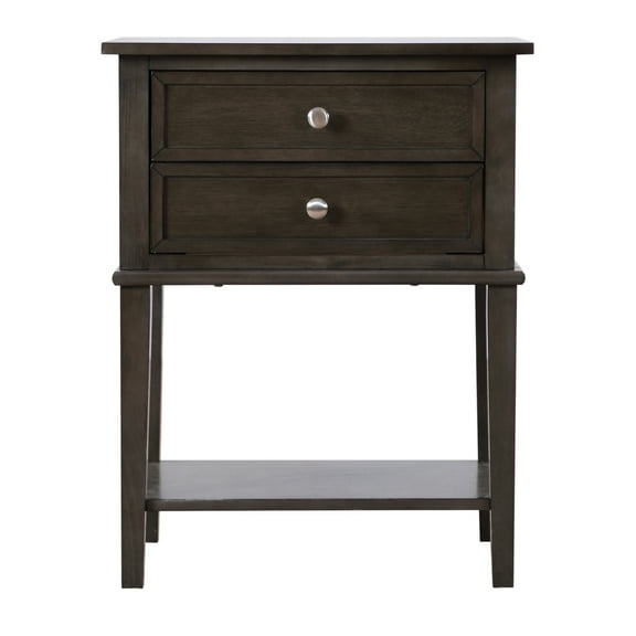 Newton 2-Drawer Gray Nightstand (28"H x 16"W x 22"D)