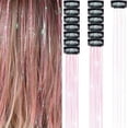 thumbnail image 3 of Oropel para el pelo, paquete de 5 unidades de oropel para el pelo con clip, oropel con purpurina colorida, extensiones de pelo, oropel, accesorios deslumbrantes para fiesta de pelo de hadas, 3 of 5