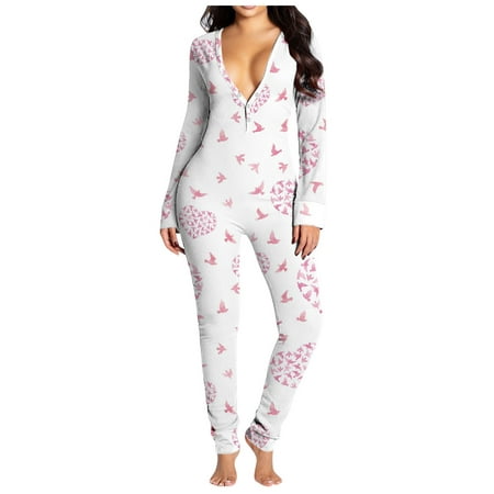 

ZHAGHMIN Matching Pj Set Women Prints Women S Back Buttoned V-Neck Functional Jumpsuit Tops Front Women S Jumpsuit Womens Nightshirts For Sleeping Pajama Set Shorts For Women 100 Cotton Nightgowns F