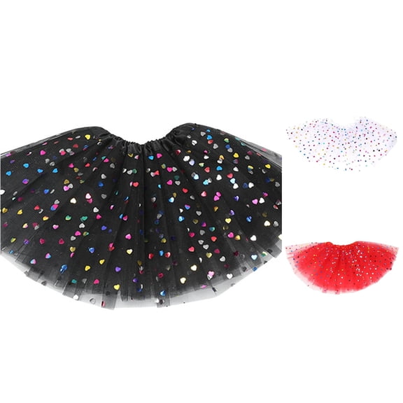 QTSHPN Sequins Skirt Girls Layer Sequin Ballet Tutu Dancewear Fashion Outfit Girls Skirts Black One Size