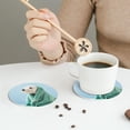 thumbnail image 6 of Kll Round Shape Drink Coasters Set Of 4,Pu Leather Absorbent Coasters Set Decorative Coffee Cup Coasters Housewarming Gift For Home Decor-Dog Wrapped In Towel, 6 of 9