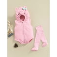 thumbnail image 3 of Hirigin Toddler Baby Girls Halloween Outfits Velvet Pig Hooded Romper Jumpsuit with Stocking 0 6 12 18 24 Months Fall Winter Clothes Set, 3 of 8