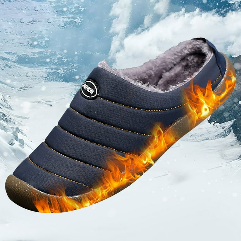 LUOGENLI Male Cowboy Boots for Men Tall 2024 Male Cotton Slippers Plus Velvet Warm Household Boots Snow Boots Cowboy Boots for Men Mid Calf Round Toe