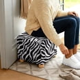 thumbnail image 5 of SCRAWLGOD Zebra Print Black White Footstool Slipcover, Anti Dust Foot Rest Cushion Non Slip Square Slipcover for Ottoman with Elastic Buttom for Living Room, 5 of 7