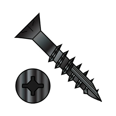 

8-11X1 5/8 Square Phil Drive Flat w/Nibs Deep Thread Wood Screw 2/3 Thread Type 17 Black Oxide (Pack Qty 5 000) BC-0826DXF17DB