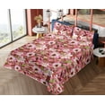 thumbnail image 4 of Ambesonne Flowers Boho Fitted & Flat Sheet with Shams 4 Pcs Set, Buds and Stems Trippy, Full, Pastel Pink Fern Green, 4 of 5