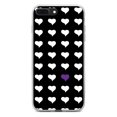 thumbnail image 1 of DistinctInk Clear Shockproof Hybrid Case for iPhone 7 PLUS / 8 PLUS (5.5" Screen) - TPU Bumper, Acrylic Back, Tempered Glass Screen Protector - Purple White Black Repeating Hearts, 1 of 5