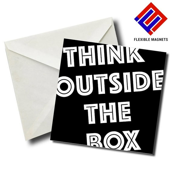 Think Outside The Box Inspirational Quote Magnet for refrigerator. Great Gift! By Flexible Magnets