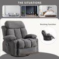 thumbnail image 6 of SYNGAR Oversized Recliner Chair, 360° Swivel Rocker Reclining Chair with Massage and Heat Function, USB, Cup Holders and Side Pockets, Living Room Single Sofa Seat Nursery Lounge Chair, Light Brown, 6 of 8