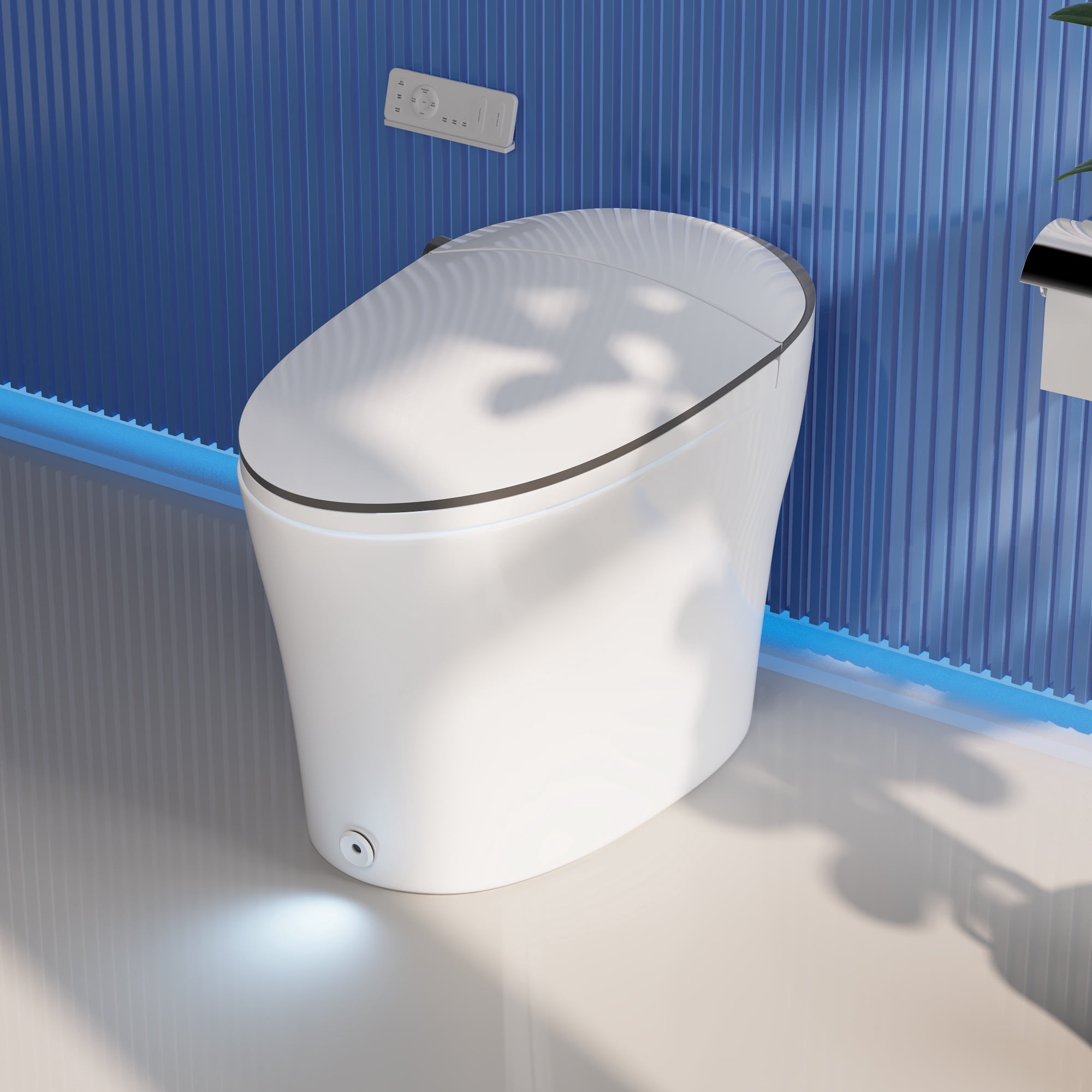 Tankless Elongated Electric Smart Toilet Bidet Seat for in White with Front/rear Wash, Remote Control and Auto Flush
