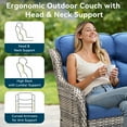 thumbnail image 3 of Unnifurnzi Outdoor Sofas All Weather Wicker Outdoor Couch with 6 Inch Thick Cushions Outdoor Furniture Couch for Porch Poolside Balcony-Gray/Blue, 3 of 7