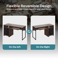 thumbnail image 5 of Bestier 55 Inch Office Desk with Drawers, Keyboard Tray, 2 Hooks, Modern Fluted Computer Desk for Home, Walnut, 5 of 11