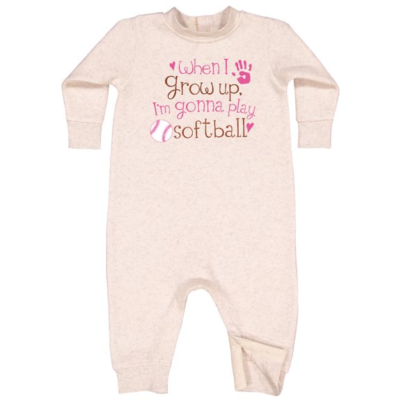 Inktastic Future Softball Player Girls Baby Fleece Romper
