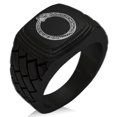 thumbnail image 1 of Stainless Steel Greek Mythology Ouroboros Geometric Pattern Step-Down Biker Style Polished Ring, 1 of 1