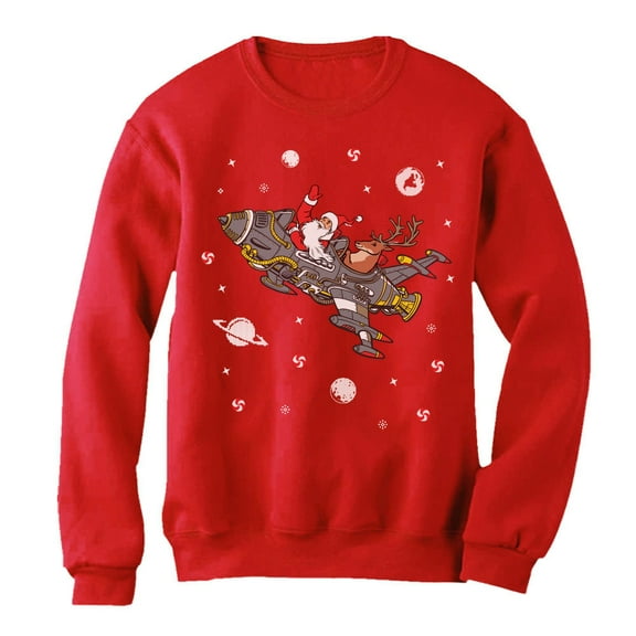 Tstars Womens Ugly Christmas Sweater Santa Reindeer Space Rocket Christmas Gift Funny Humor Holiday Shirts Xmas Party Christmas Gifts for Her Women Sweatshirt Ugly Xmas Sweater
