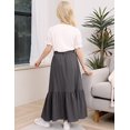 thumbnail image 4 of Yesfashion Girls Casual Button Front Ruffle Hem Elastic High Waist Long Swing Tiered Maxi Skirt, 4 of 8
