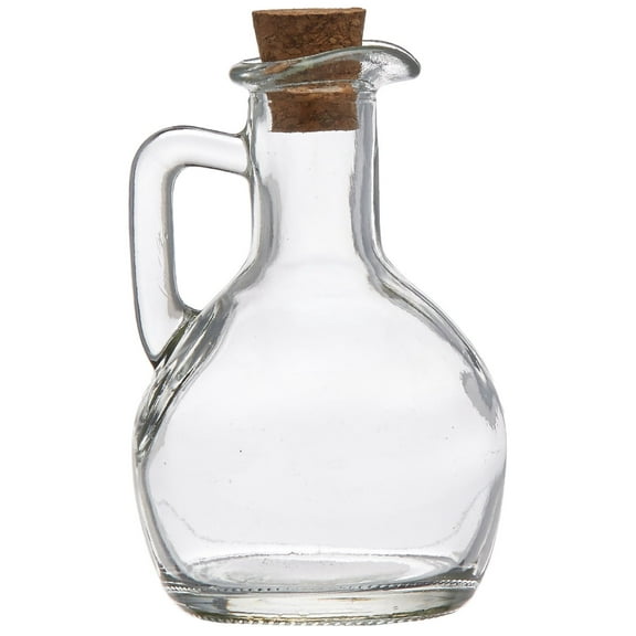 Grant Howard Pot Belly Glass Cruet – 200ml with Cork Top & Handle, Clear